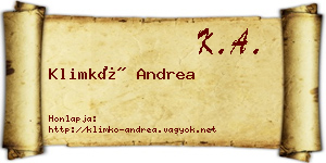 Klimkó Andrea névjegykártya