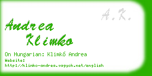 andrea klimko business card